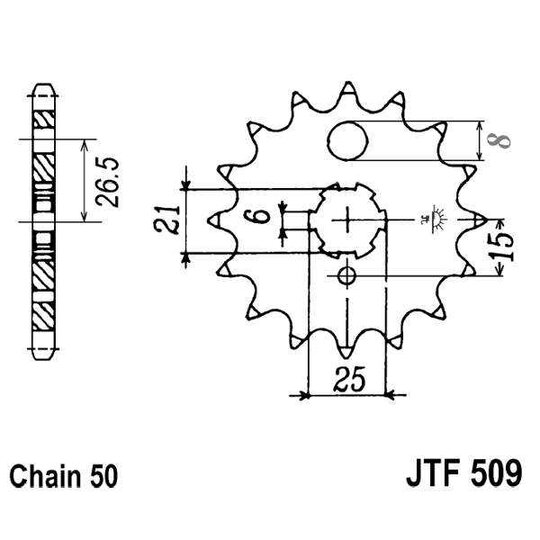 Reťazové koliečko JT JTF 509-15 15T, 530